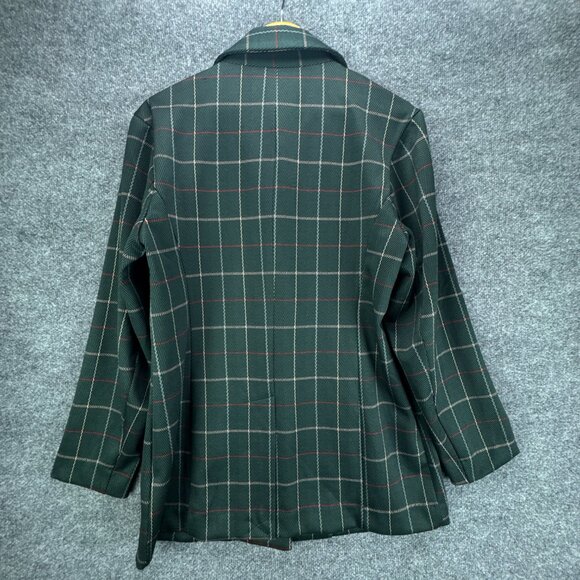 Avec‎ Les Filles Blazer Medium Green Plaid Academia Preppy Lightweight Relaxed - Picture 6 of 14